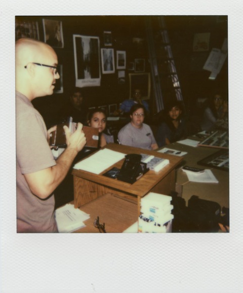Teaching Brookhaven students about various Polaroid cameras